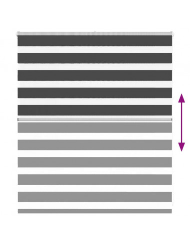 Tenda a Rullo Zebra Nero Larghezza Tessuto 130,9 cm Poliestere