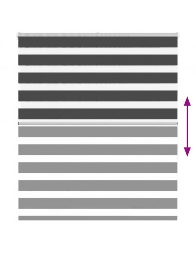 Tenda a Rullo Zebra Nero Larghezza Tessuto 130,9 cm Poliestere