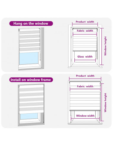 Tenda a Rullo Zebra Nero Larghezza Tessuto 140,9 cm Poliestere