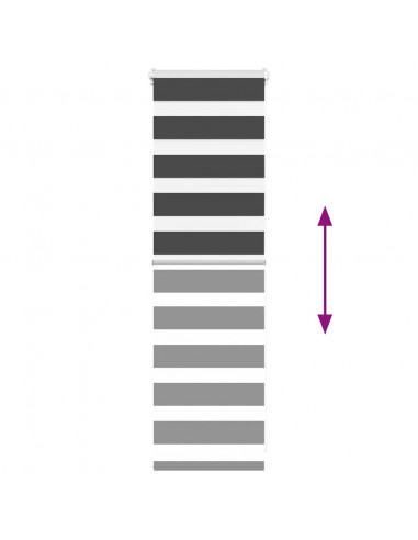 Tenda a Rullo Zebra Nero Larghezza Tessuto 50,9 cm Poliestere