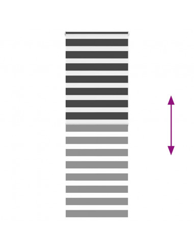 Tenda a Rullo Zebra Nero Larghezza Tessuto 70,9 cm Poliestere