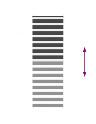 Tenda a Rullo Zebra Nero Larghezza Tessuto 75,9 cm Poliestere