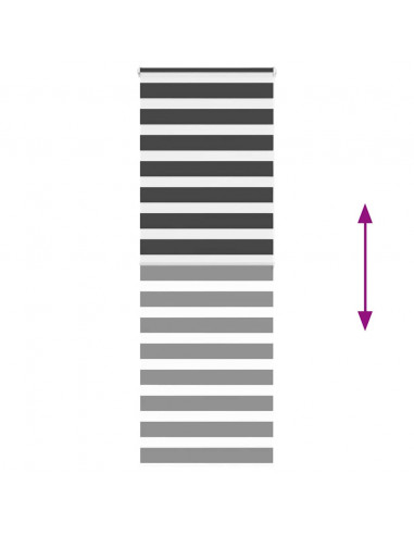 Tenda a Rullo Zebra Nero Larghezza Tessuto 80,9 cm Poliestere