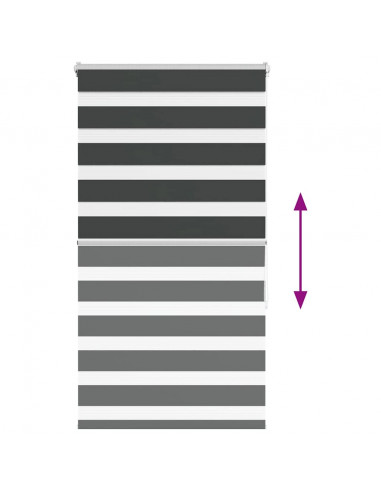 Tenda a Rullo Zebra Nero Larghezza Tessuto 80,9 cm Poliestere