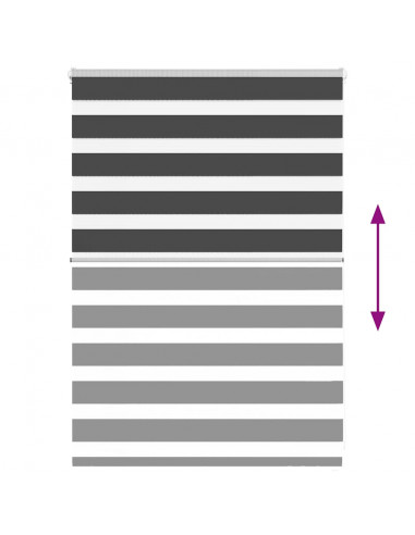 Tenda a Rullo Zebra Nero Larghezza Tessuto 90,9 cm Poliestere