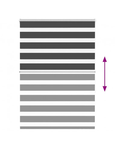 Tenda a Rullo Zebra Nero Larghezza Tessuto 90,9 cm Poliestere