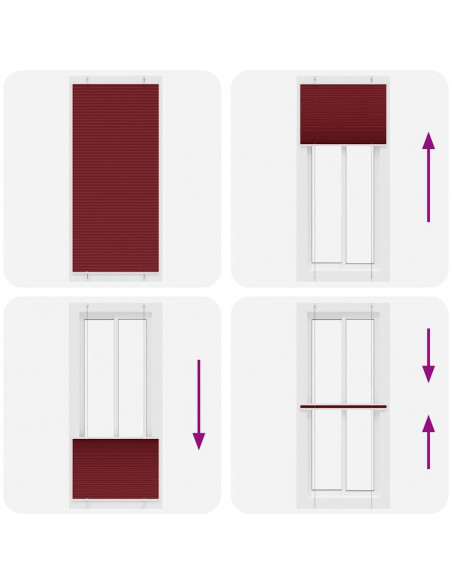Tenda Plissettata Bordeaux Rosso 100x200 cm Larghezza Tessuto
