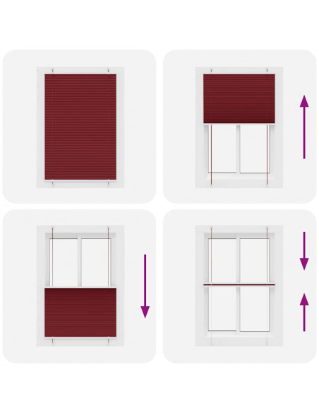 Tenda Plissettata Rosso Bordeaux 100x150 cm Larghezza Tessuto