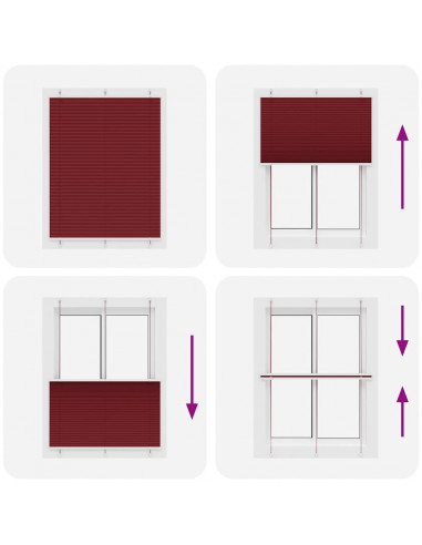 Tenda Plissettata Rosso Bordeaux 110x100 cm Larghezza Tessuto