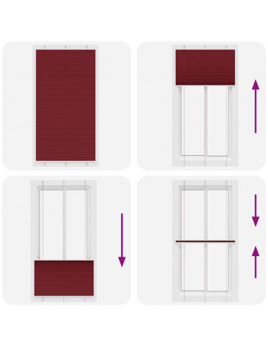 Tenda Plissettata Rosso Bordeaux 110x200 cm Larghezza Tessuto