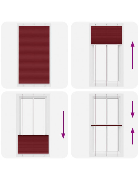 Tenda Plissettata Rosso Bordeaux 110x200 cm Larghezza Tessuto