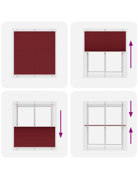 Tenda Plissettata Rosso Bordeaux 115x150 cm Larghezza Tessuto
