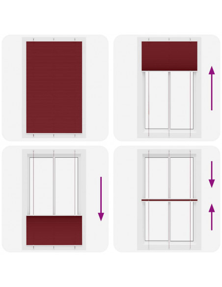 Tenda Plissettata Rosso Bordeaux 120x200 cm Larghezza Tessuto