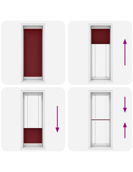 Tenda Plissettata Rosso Bordeaux 70x200 cm Larghezza Tessuto