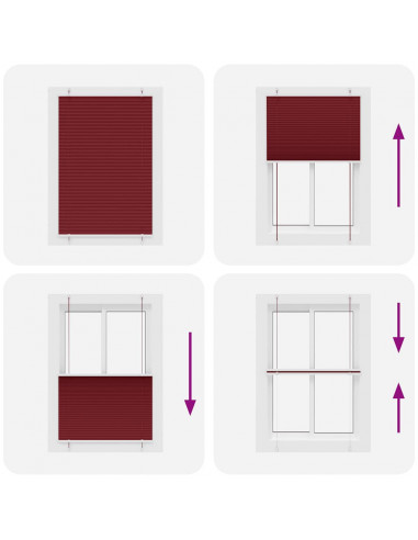 Tenda Plissettata Rosso Bordeaux 90x150 cm Larghezza Tessuto