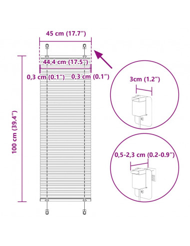 Tenda Plissettata Verde petrolio 45x100 cm Larghezza Tessuto