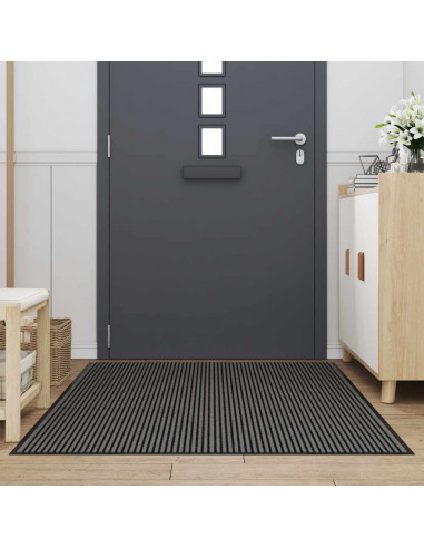 Zerbino a Strisce Nere e Grigie 115x200 cm