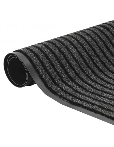 Zerbino a Strisce Nere e Grigie 115x200 cm