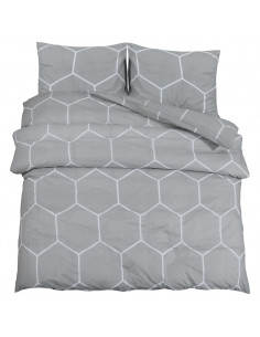 Set Copripiumino Grigio 155x220 cm in Cotone