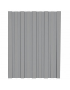 Pannelli da Tetto 36 pz in Acciaio Zincato Grigio 60x45 cm 2
