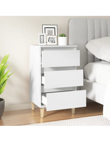 Comodino Bianco 40x35x70 cm in Legno Multistrato