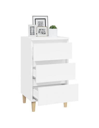 Comodino Bianco 40x35x70 cm in Legno Multistrato