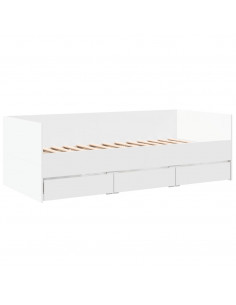 Divano Letto con Cassetti Bianco 90x200 cm in Legno Multistrato 2