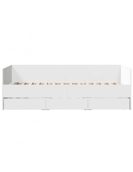 Divano Letto con Cassetti Bianco 90x200 cm in Legno Multistrato