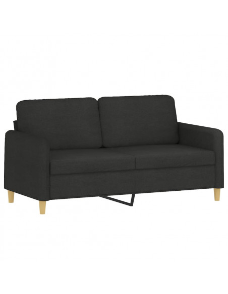 Set Divani 2 pz con Cuscini Nero in Tessuto