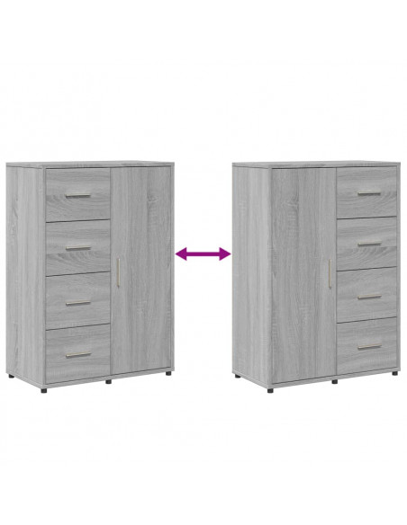 Credenze 2 pz Grigio Sonoma 60x31x84 cm in Legno Multistrato
