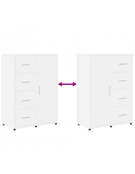 Credenze 2 pz Bianche 60x31x84 cm in Legno Multistrato
