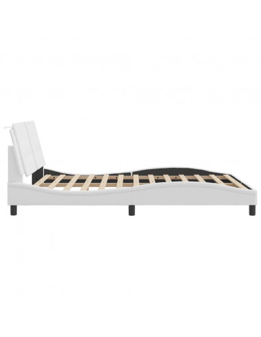 Giroletto con Luci LED Bianco 160x200 cm in Similpelle