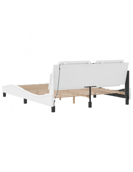 Giroletto con Luci LED Bianco 160x200 cm in Similpelle