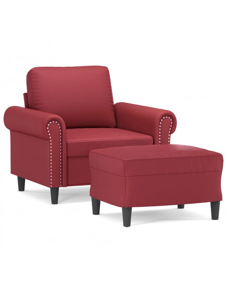 Poltrona con Poggiapiedi Rosso Vino 60 cm in Similpelle