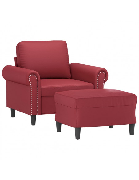 Poltrona con Poggiapiedi Rosso Vino 60 cm in Similpelle