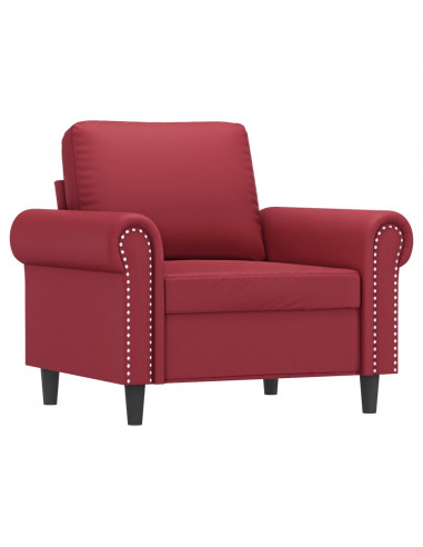 Poltrona con Poggiapiedi Rosso Vino 60 cm in Similpelle