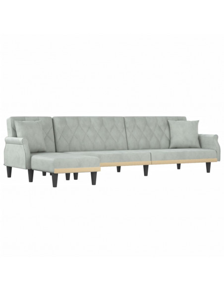 Divano Letto a L Grigio Chiaro 271x140x70 cm in Velluto