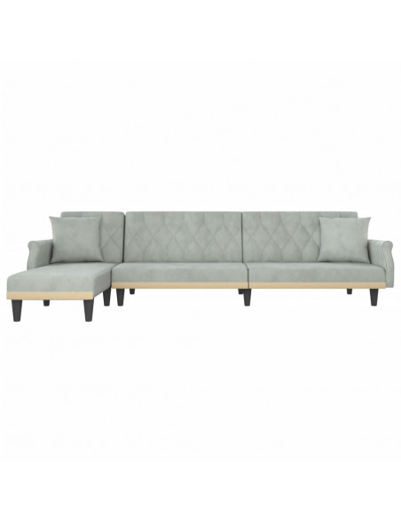 Divano Letto a L Grigio Chiaro 271x140x70 cm in Velluto