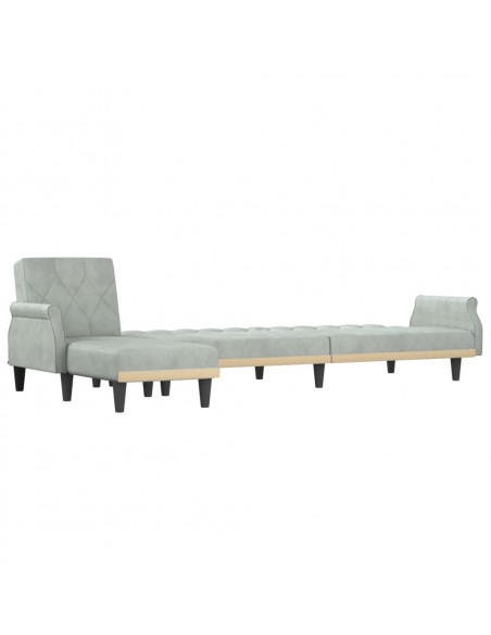 Divano Letto a L Grigio Chiaro 271x140x70 cm in Velluto