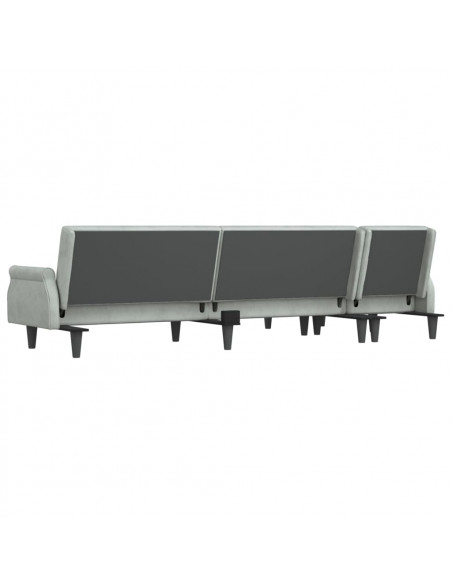 Divano Letto a L Grigio Chiaro 271x140x70 cm in Velluto