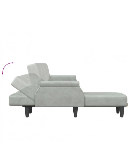 Divano Letto a L Grigio Chiaro 271x140x70 cm in Velluto