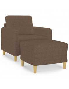 Poltrona con Poggiapiedi Marrone 60 cm in Tessuto
