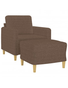 Poltrona con Poggiapiedi Marrone 60 cm in Tessuto 2
