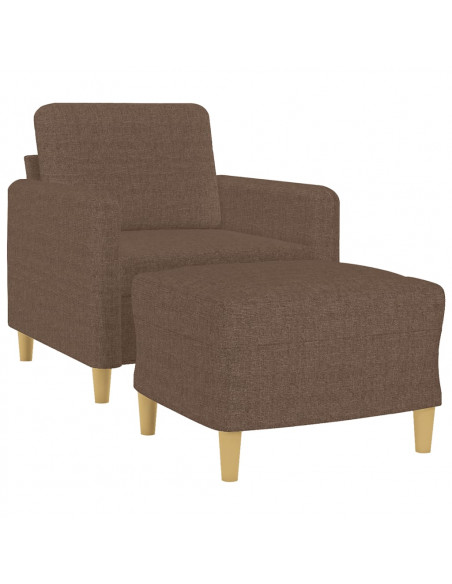 Poltrona con Poggiapiedi Marrone 60 cm in Tessuto