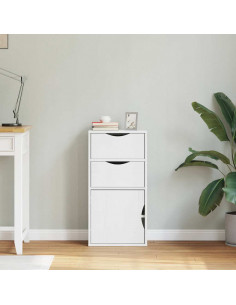 Armadietto Laterale con Cassetti ODDA Bianco 40x24x79 cm 2