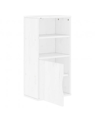 Armadietto Laterale ODDA Bianco 40x24x79 cm Legno Massello Pino