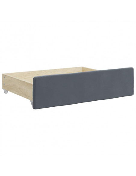 Cassetti da Letto 2pz Grigio Scuro Legno Multistrato e Velluto