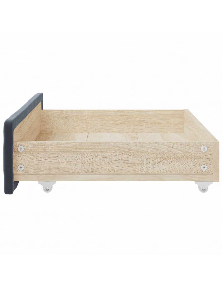 Cassetti da Letto 2pz Grigio Scuro Legno Multistrato e Velluto