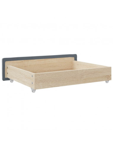 Cassetti da Letto 2pz Grigio Scuro Legno Multistrato e Velluto