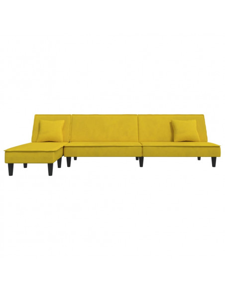 Divano Letto a L Giallo 255x140x70 cm in Velluto